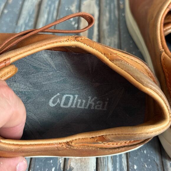 Olukai Mens Lae Ahi Li Ili Shoes 11 Brown Leather Sneakers Lace Up Comfort main image 8
